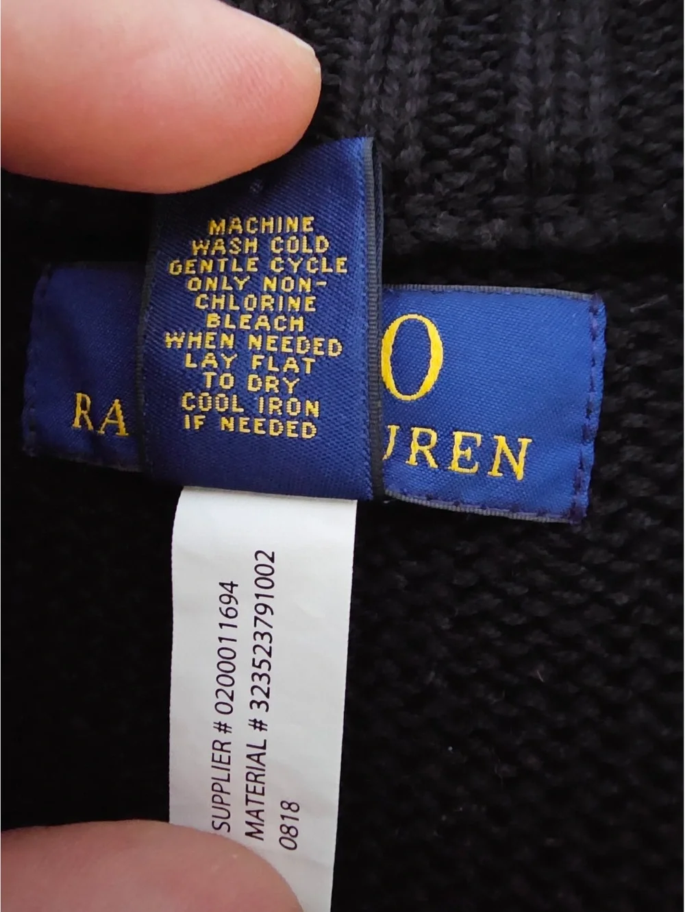 Polo Ralph Lauren Boys' Black Half-Zip Cotton Sweater Size M (10-12)